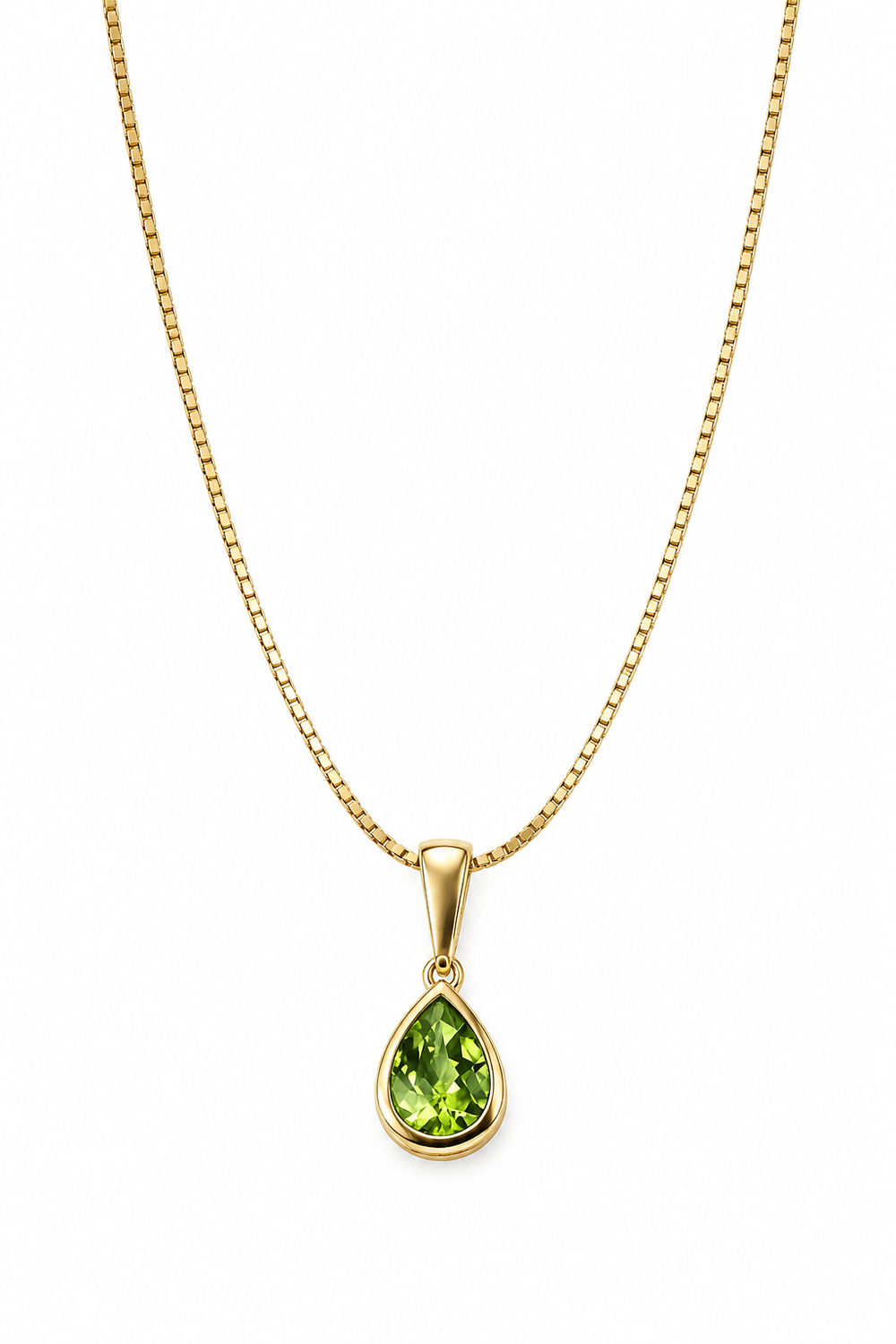 9ct Yellow Gold Peridot Teardrop Necklace