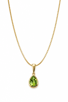 9ct Yellow Gold Peridot Teardrop Necklace