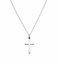 Sterling Silver Plain Cross Pendant with Diamond Cut Chain (41–46cm Adjustable)