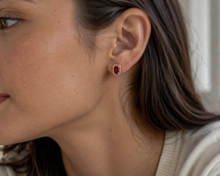Chunky Border Ruby Stud Earrings in 9ct Yellow Gold