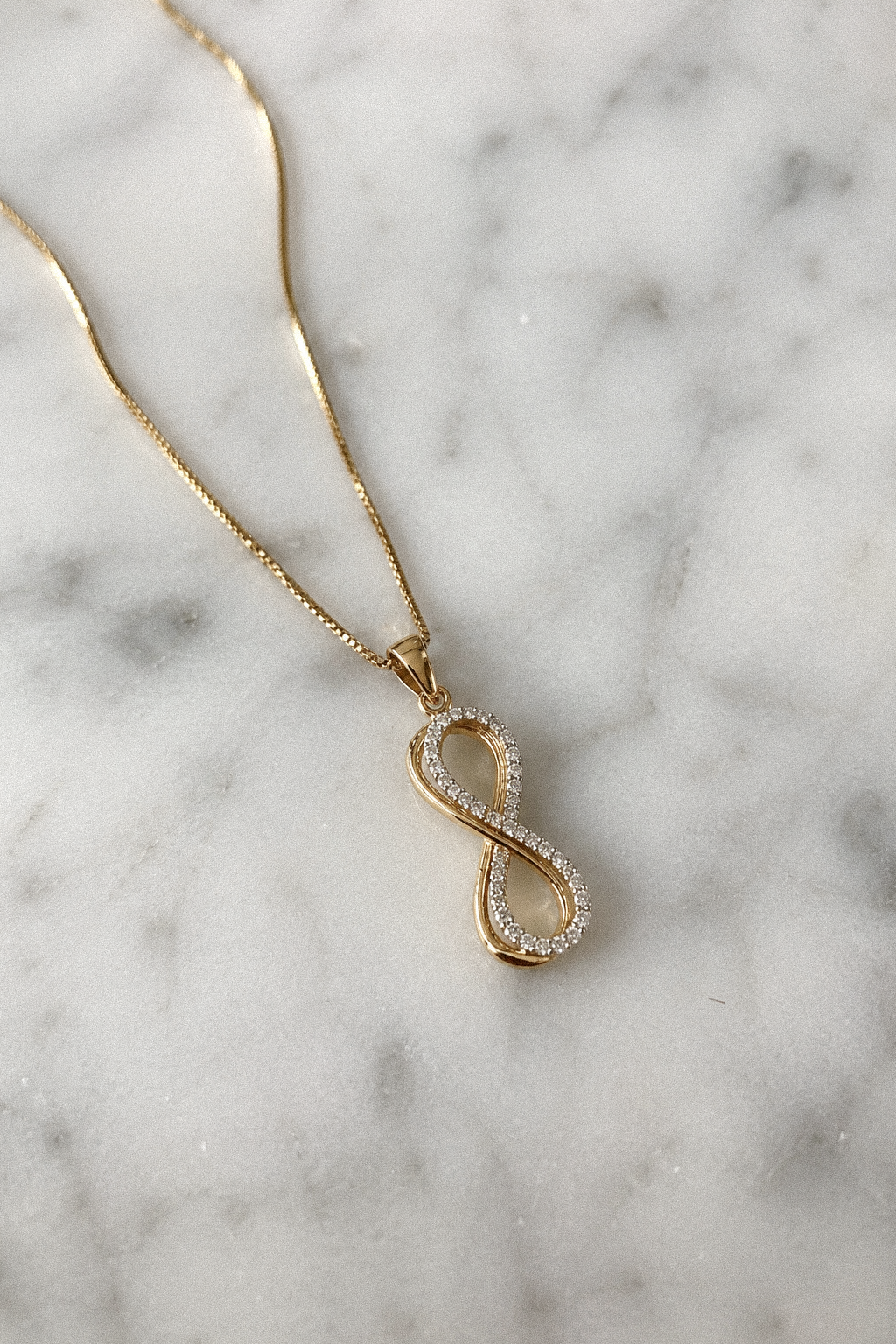 9ct Yellow Gold Cubic Zirconia Infinity Pendant Necklace