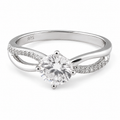 Sterling Silver Cubic Zirconia Crossover Solitaire Ring
