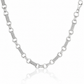 Silver Cubic Zirconia Belcher Bar Chain 28"