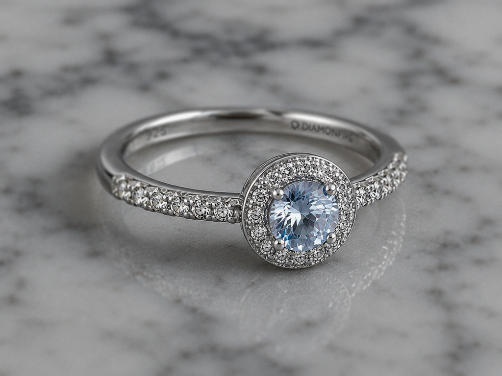 Blue Zirconia Pavé Ring – Sterling Silver