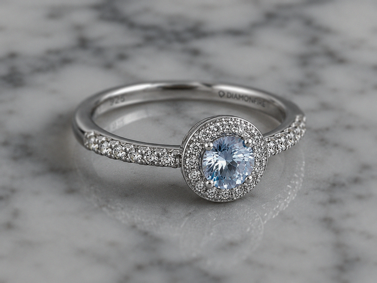 Blue Zirconia Pavé Ring – Sterling Silver