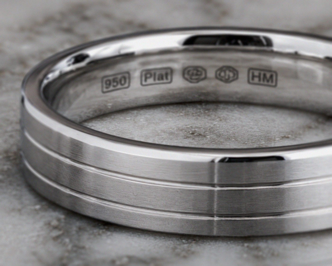 950 Platinum Double Groove Men’s Ring - 4mm