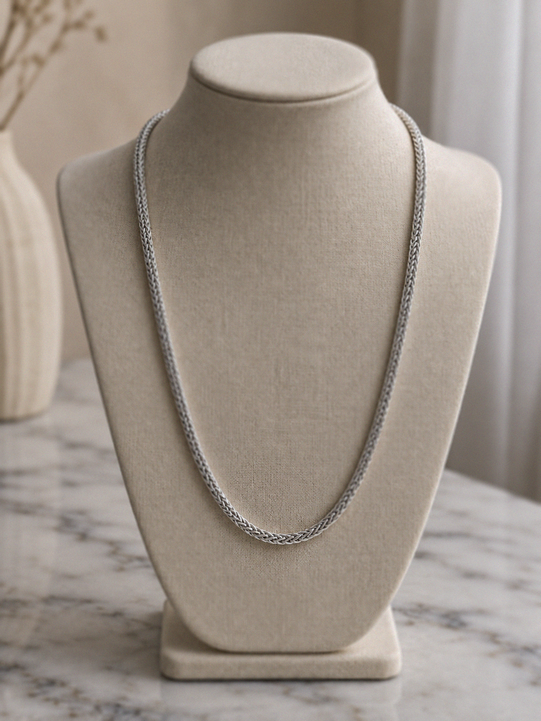 Heavyweight Foxtail Chain Necklace – Sterling Silver (51cm)