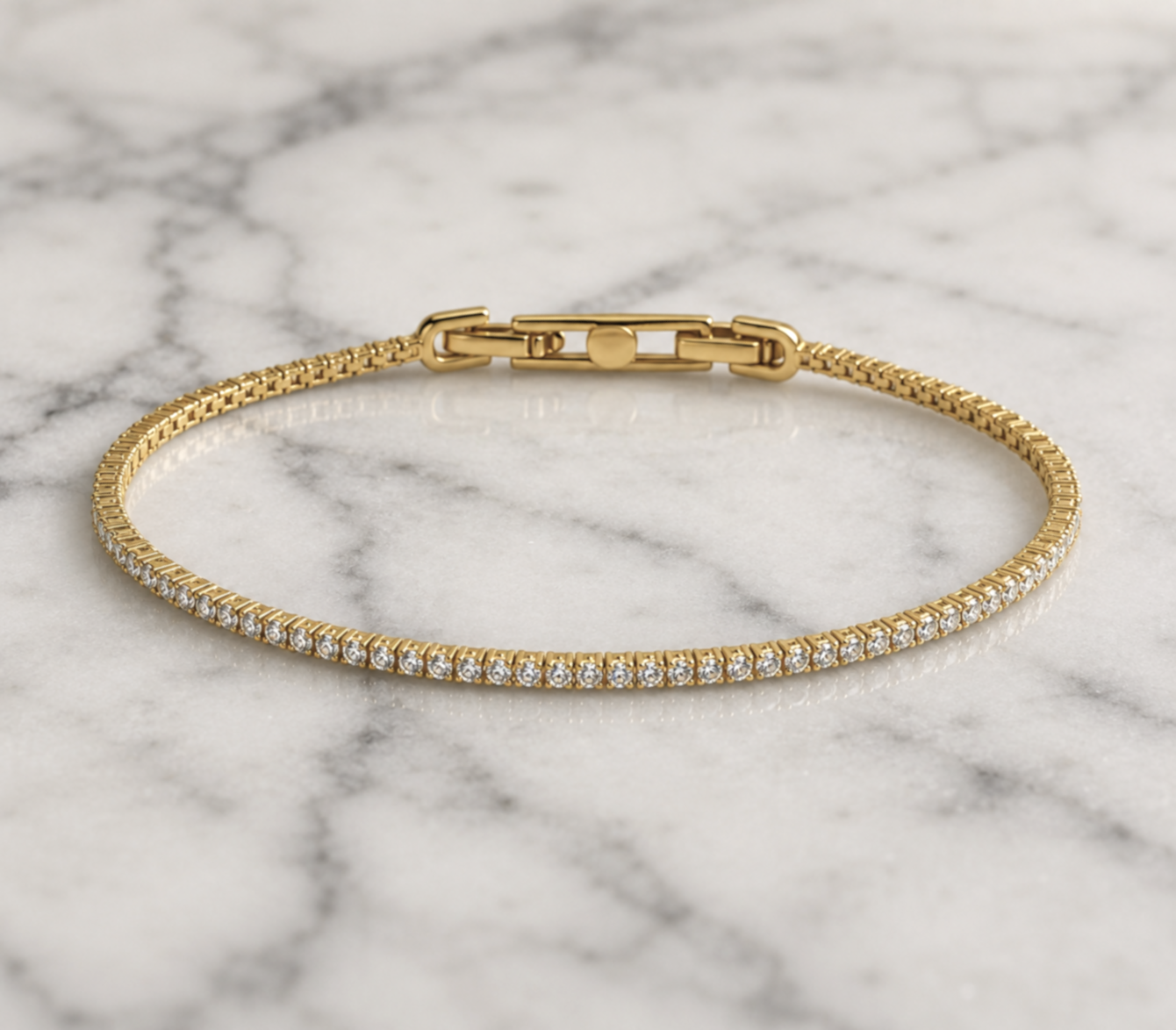 Diamonfire Yellow Gold Plated Sterling Silver Round Cut Zirconia Tennis Bracelet