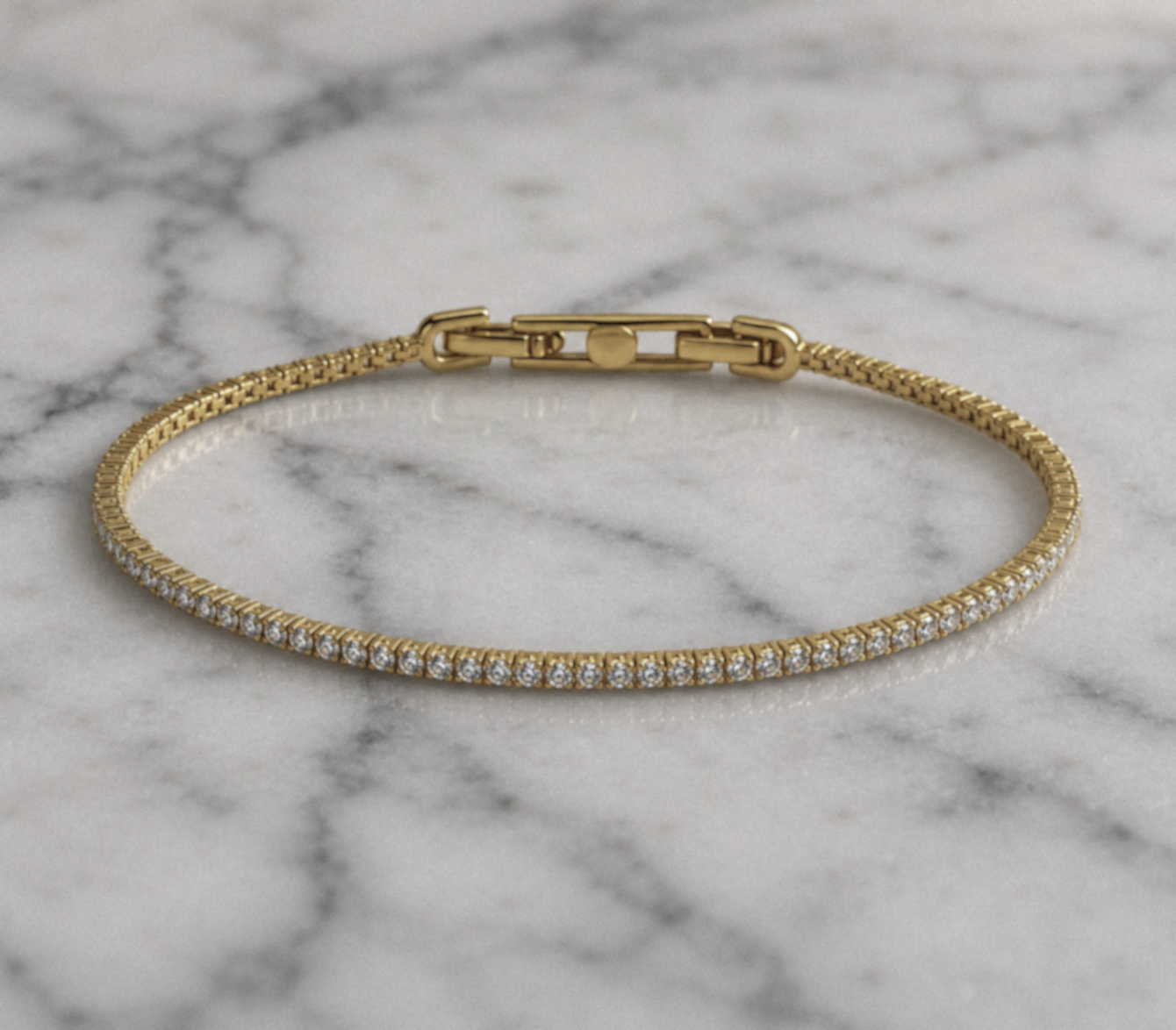 Diamonfire Yellow Gold Plated Sterling Silver Round Cut Zirconia Tennis Bracelet