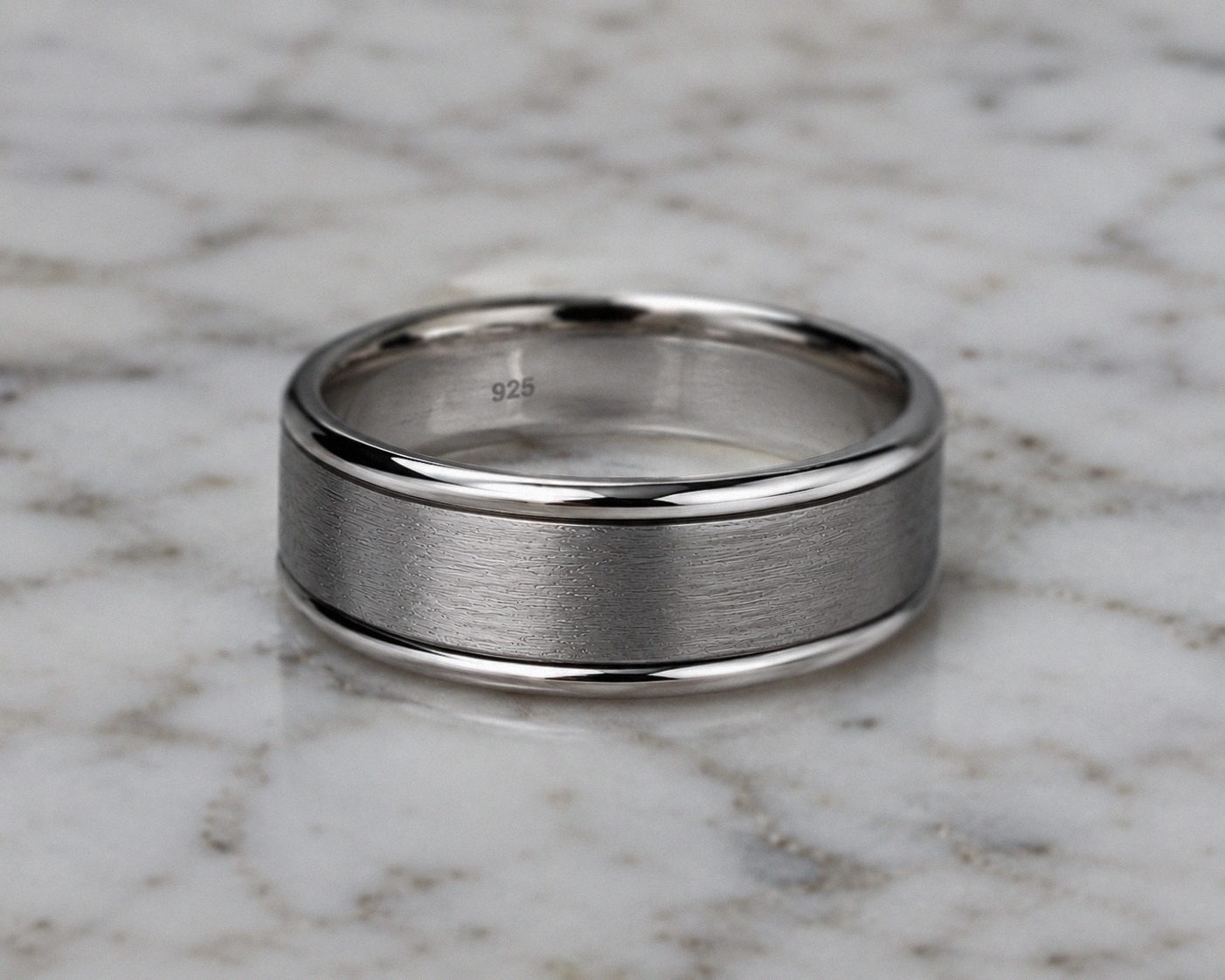 Brushed Spinner Ring in Sterling Silver