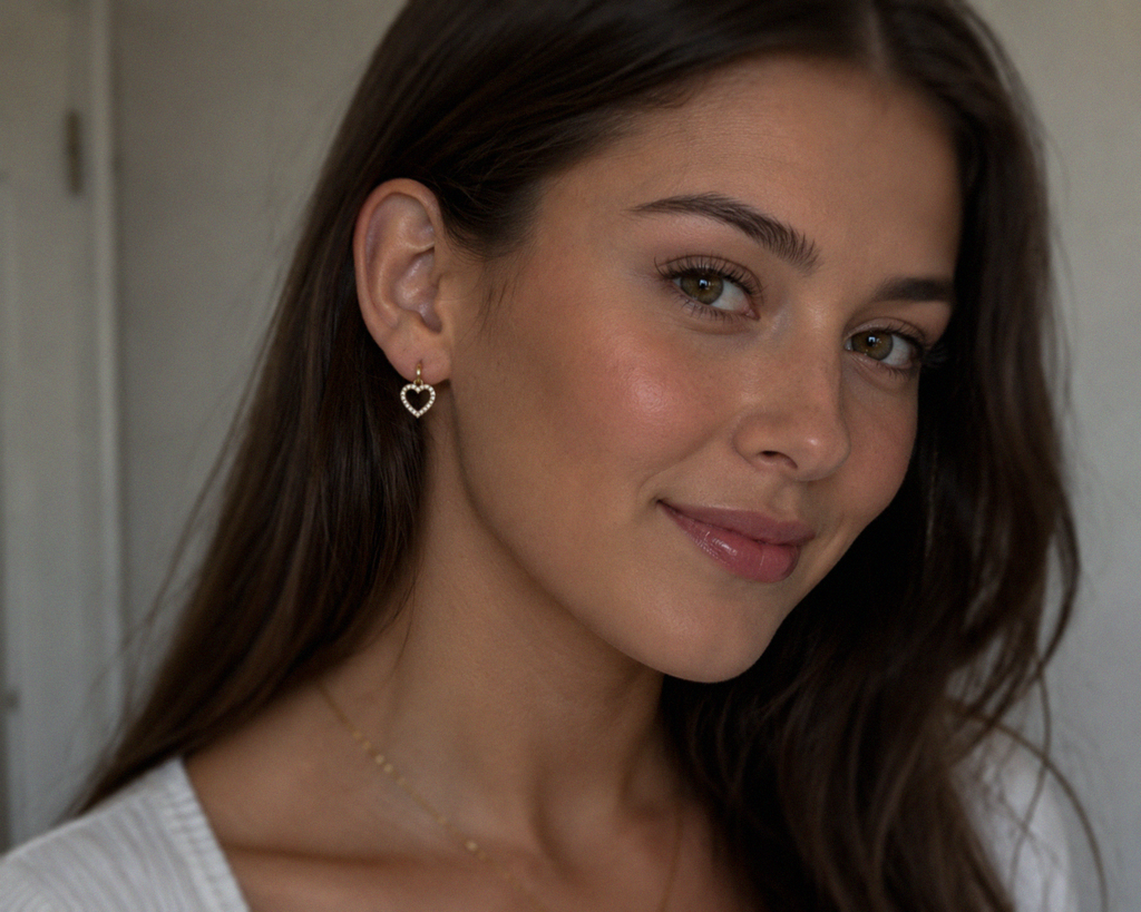 Diamonfire 24ct Gold-Plated Sterling Silver CZ Heart Drop Earrings