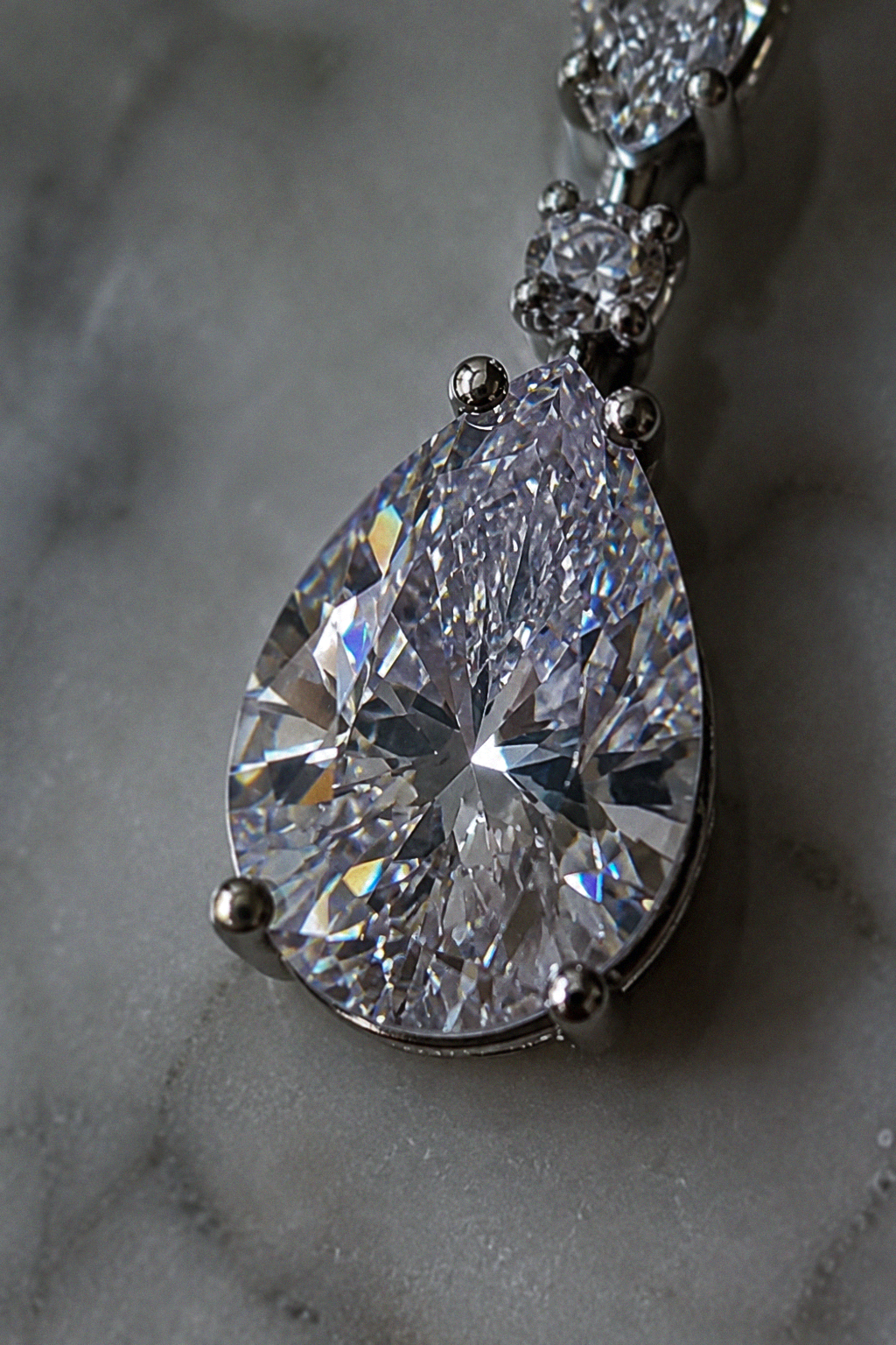 Diamonfire Marquise & Teardrop Drop Pendant Necklace – Sterling Silver (Triple Plated)