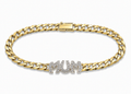 9ct Yellow Gold Cubic Zirconia Mum Curb Bracelet