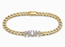 9ct Yellow Gold Cubic Zirconia Mum Curb Bracelet