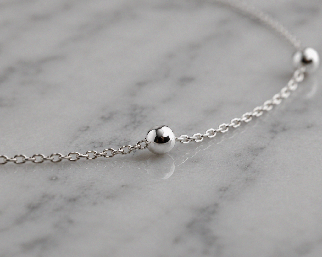Sterling Silver Ball and Trace Chain Anklet 23–26cm