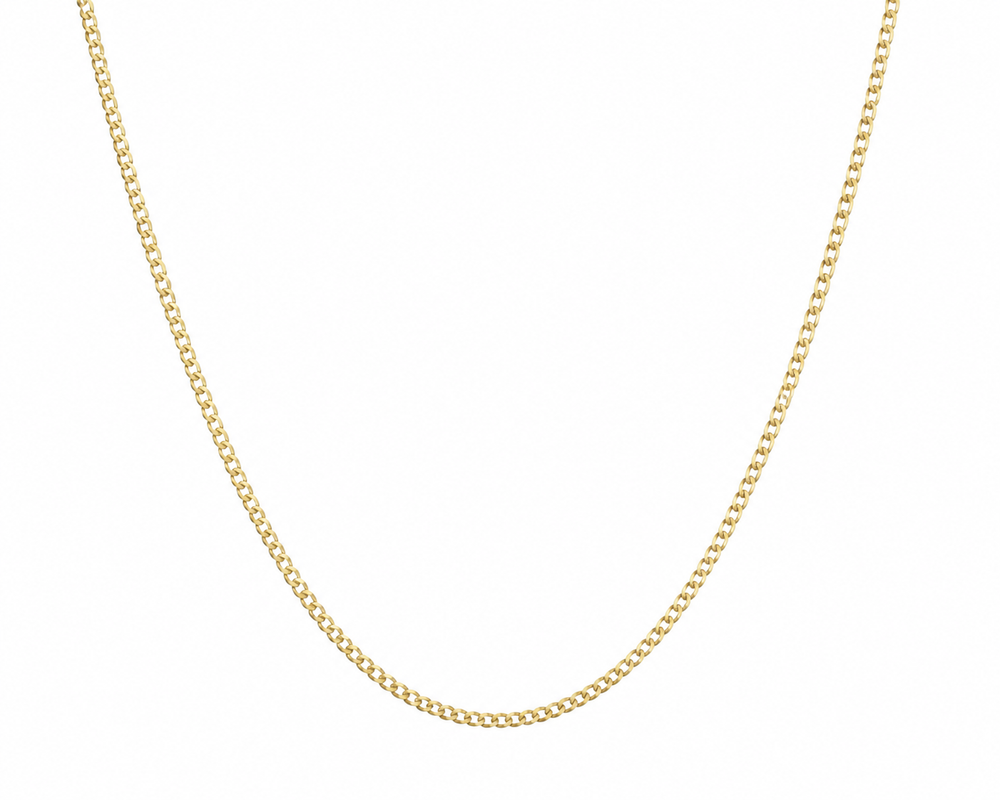 9ct Yellow Gold 1.5mm Super Flat Curb Chain