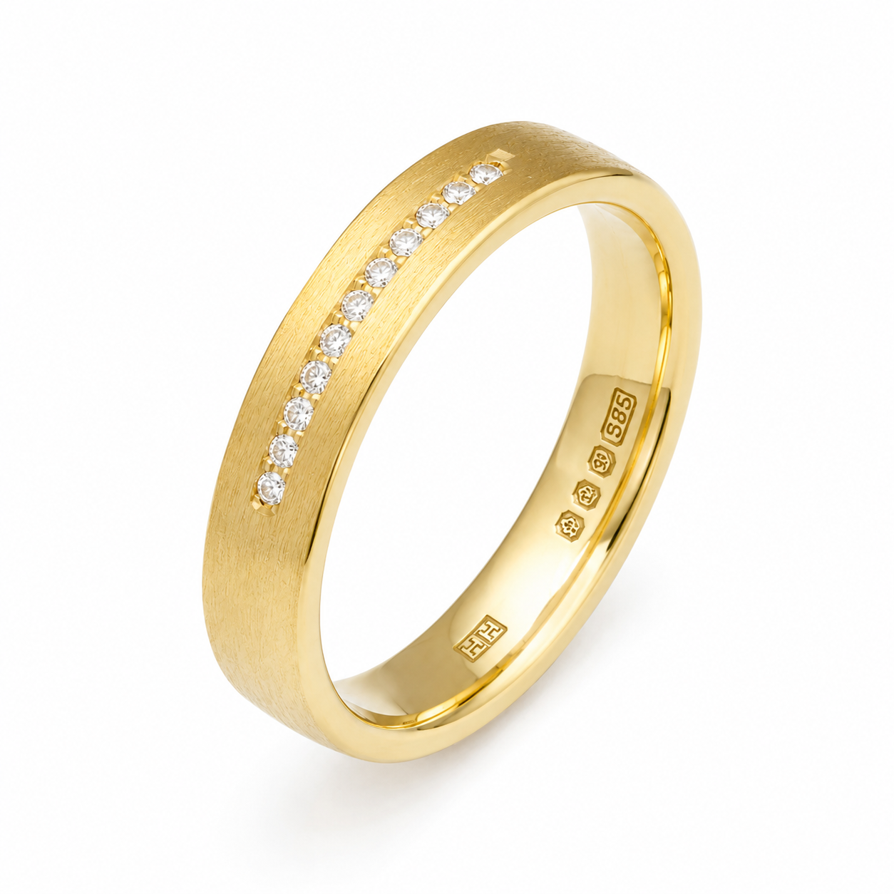 Yellow Gold 0.09ct Diamond Set Wedding Ring - 3.5mm