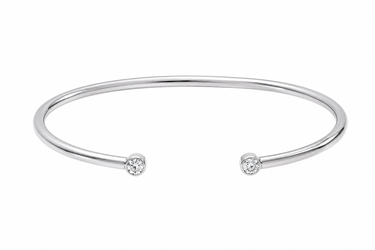 18ct White Gold 0.16ct Diamond Open Bangle Bracelet