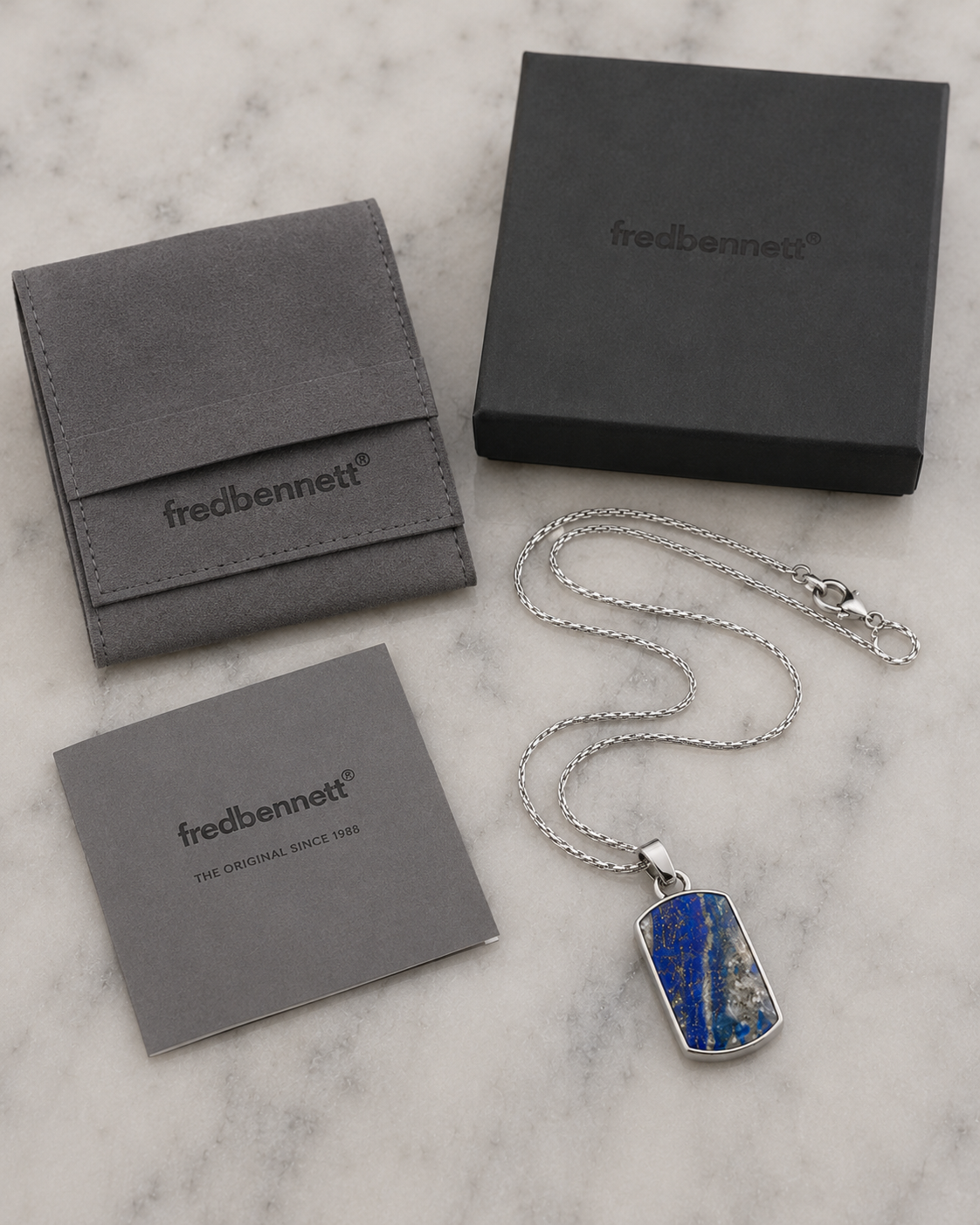 Fred Bennett Stainless Steel Lapis Lazuli Dog Tag Pendant