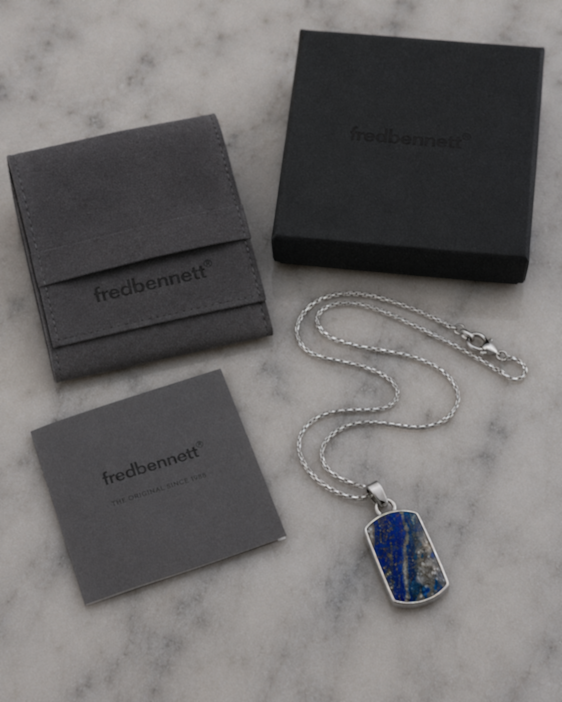 Fred Bennett Stainless Steel Lapis Lazuli Dog Tag Pendant