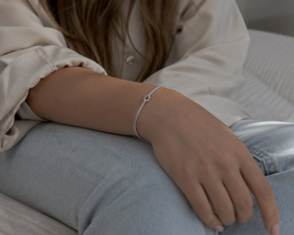 Love Knot Snake Chain Bracelet – Sterling Silver