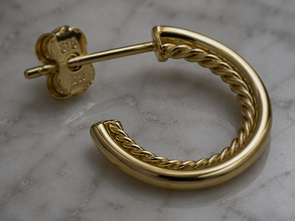 9ct Yellow Gold Rope Twist Open Hoop Earrings