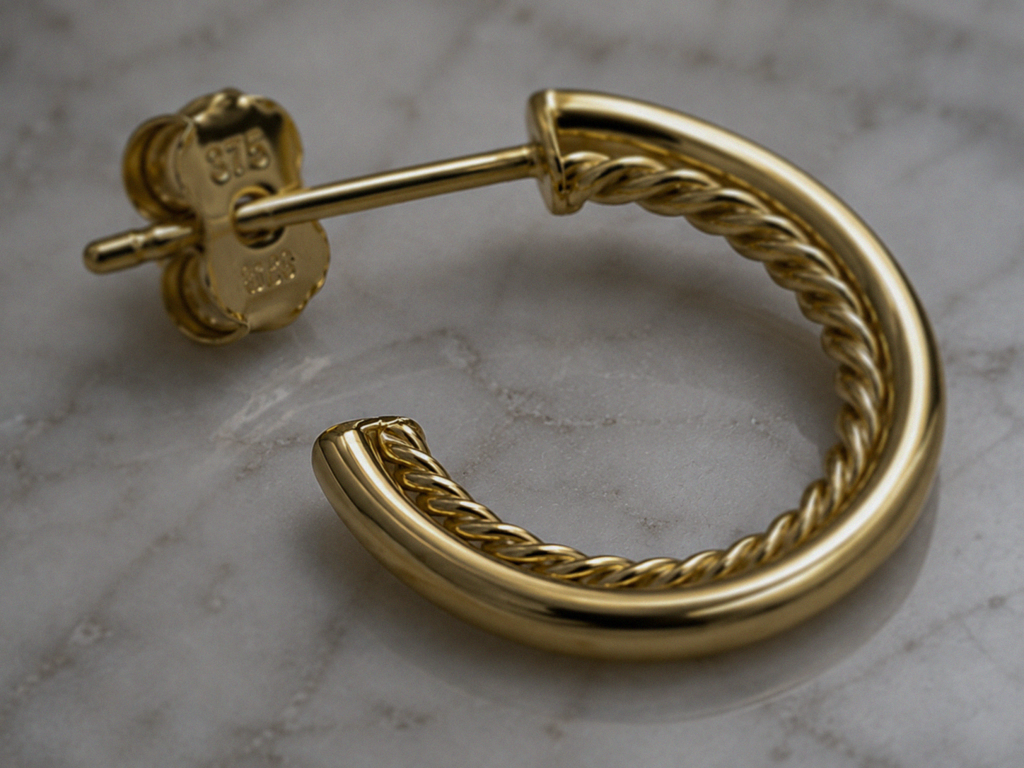 9ct Yellow Gold Rope Twist Open Hoop Earrings