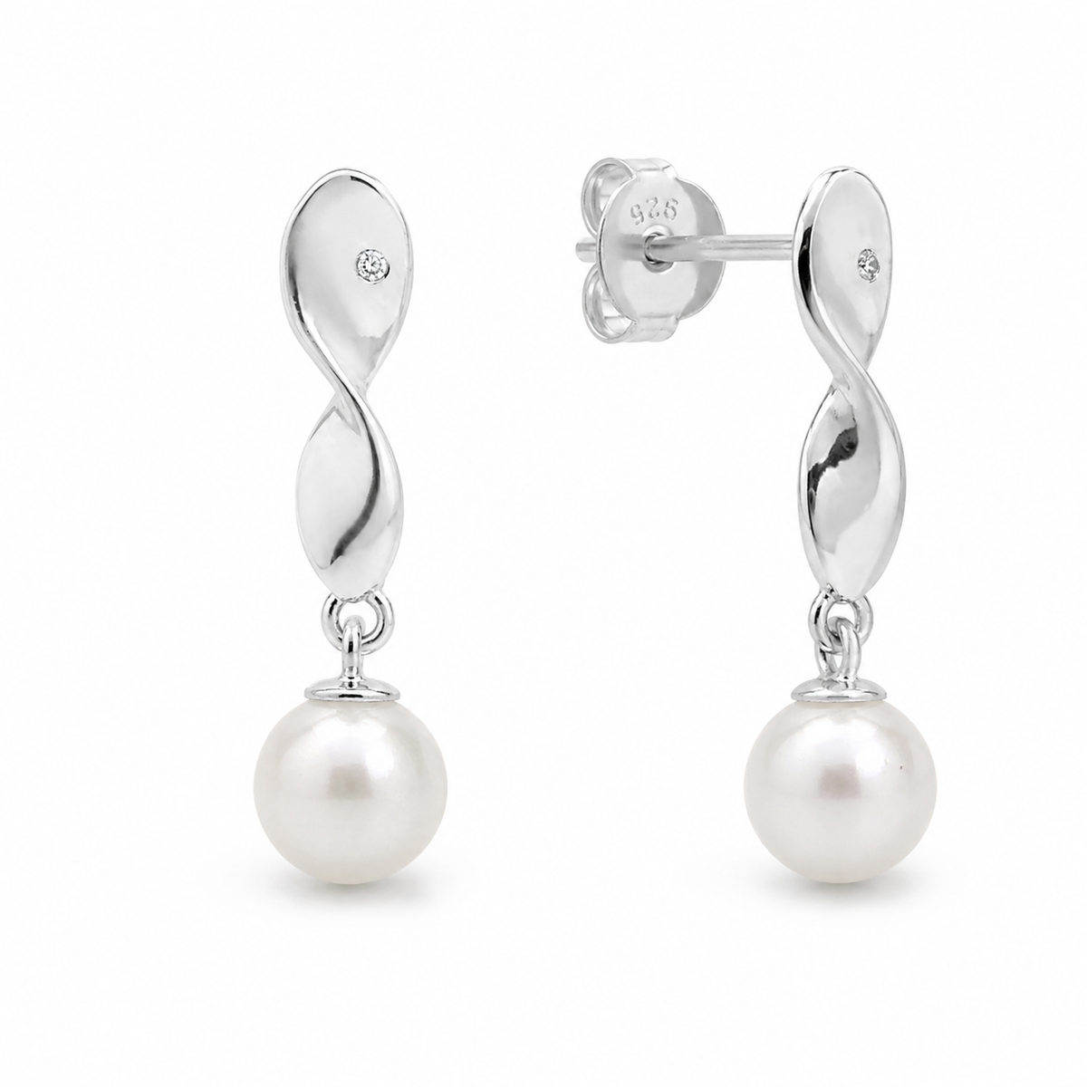 Sterling Silver Twisted Pear Drop Earrings