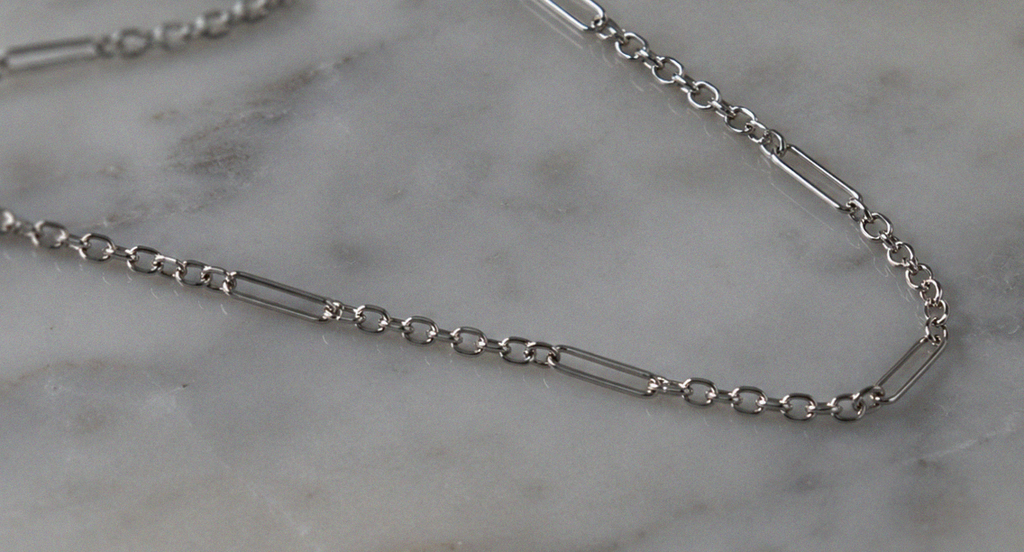 Mixed Length Link Chain Necklace in 9ct White Gold