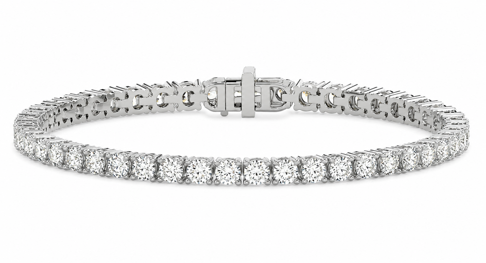 14ct White Gold 3ct Natural Diamond Tennis Bracelet 7 Inch