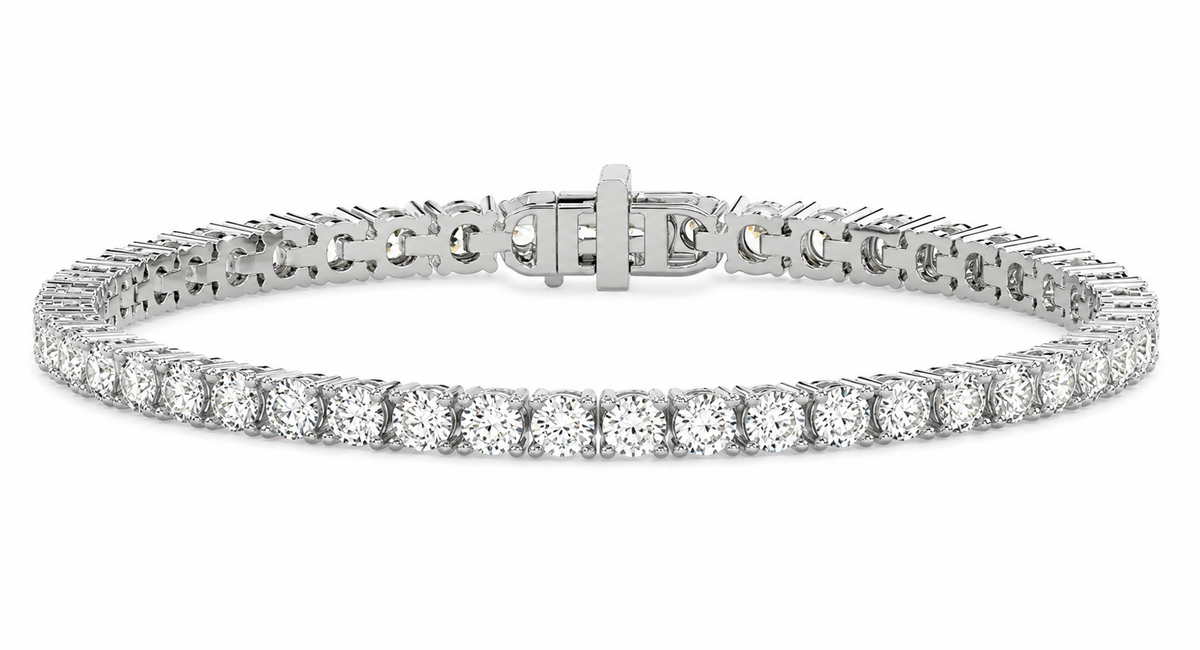 14ct White Gold 3ct Natural Diamond Tennis Bracelet 7 Inch