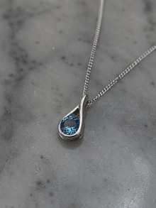 Sterling Silver Blue Topaz Teardrop Pendant Necklace