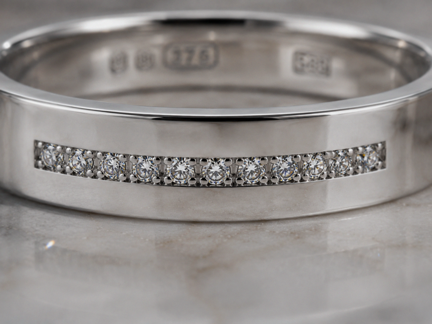 White Gold 0.17ct Natural Diamond Wedding Ring - 6mm