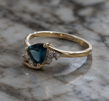 9ct Gold Trillion-Cut London Blue Topaz Twist Ring