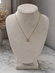 9ct Yellow Gold Cubic Zirconia Halo Pendant Necklace 16 Inch
