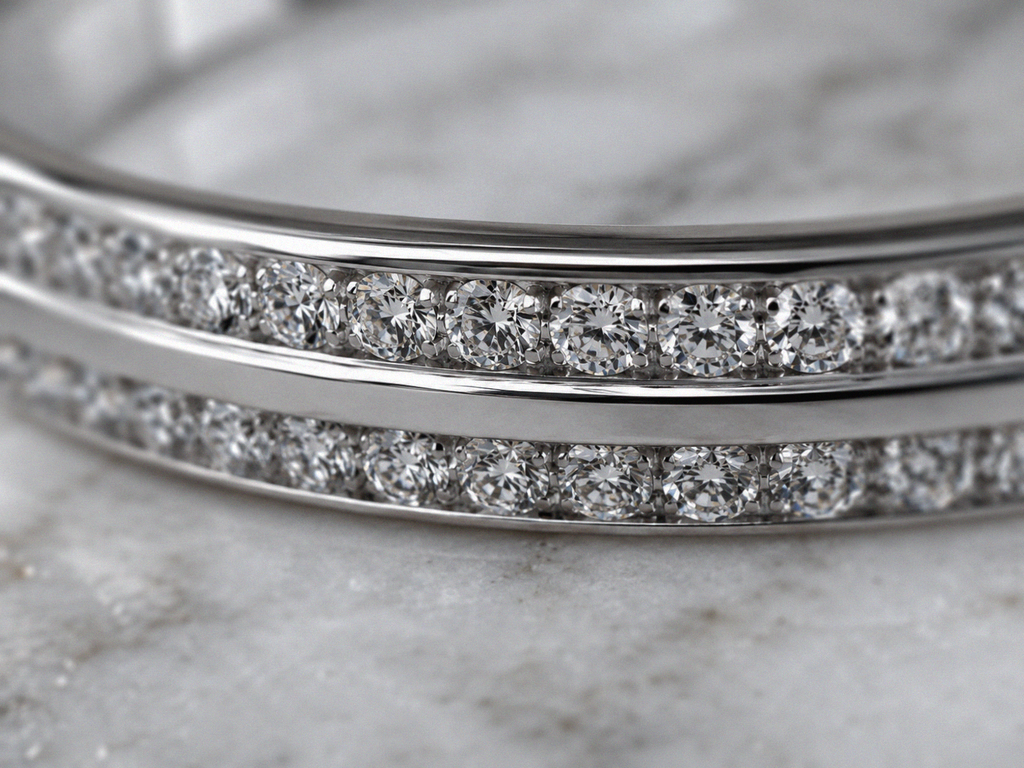 Platinum Diamond Wedding Band-Double Row Natural Diamonds