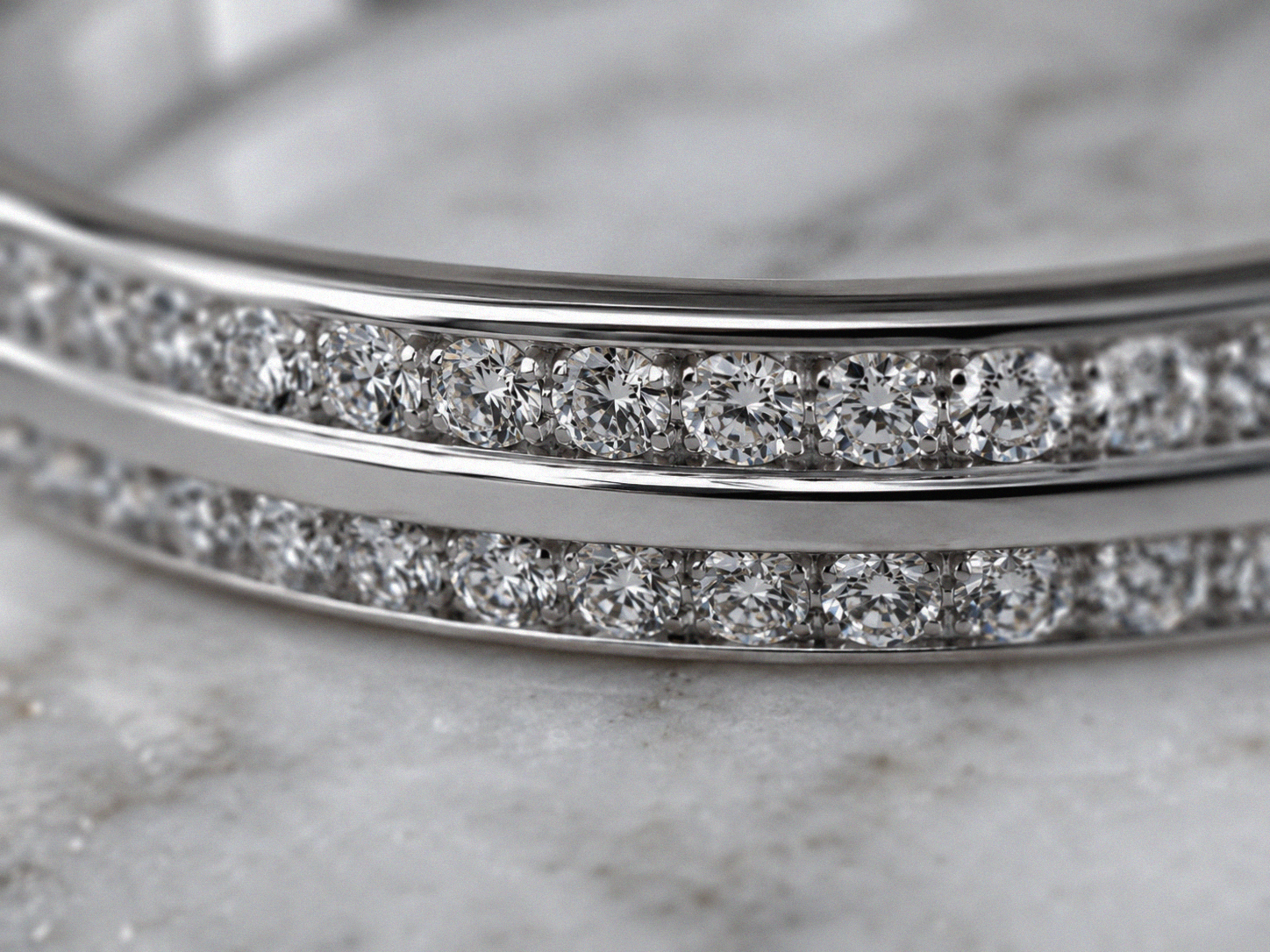 Platinum Diamond Wedding Band-Double Row Natural Diamonds