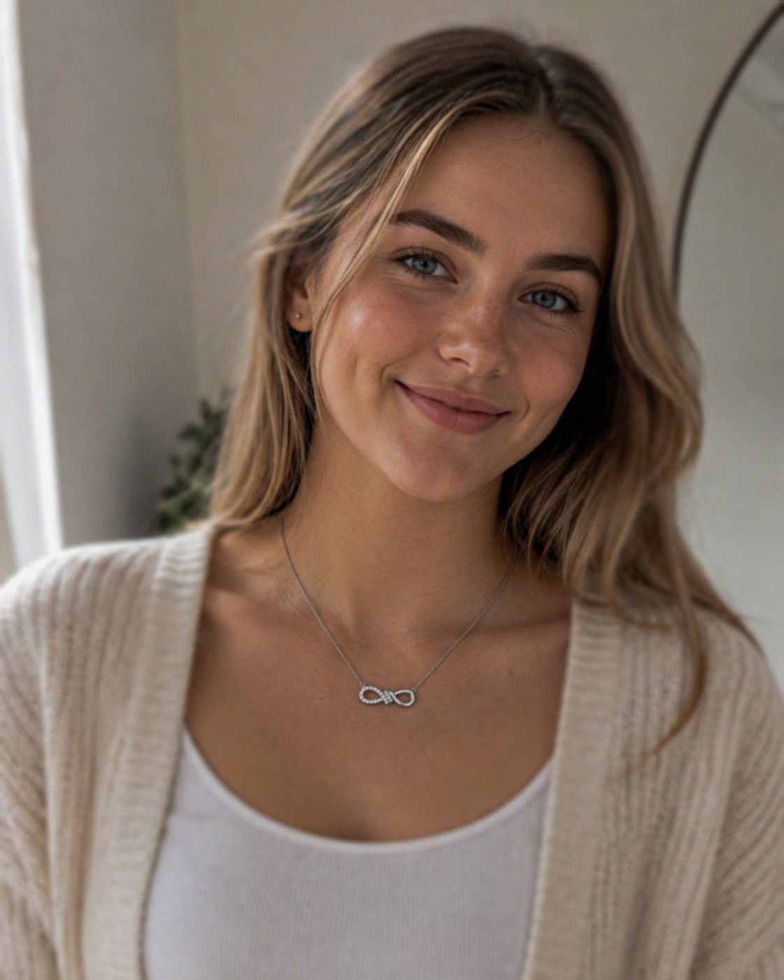 Sterling Silver Cubic Zirconia Infinity Necklace