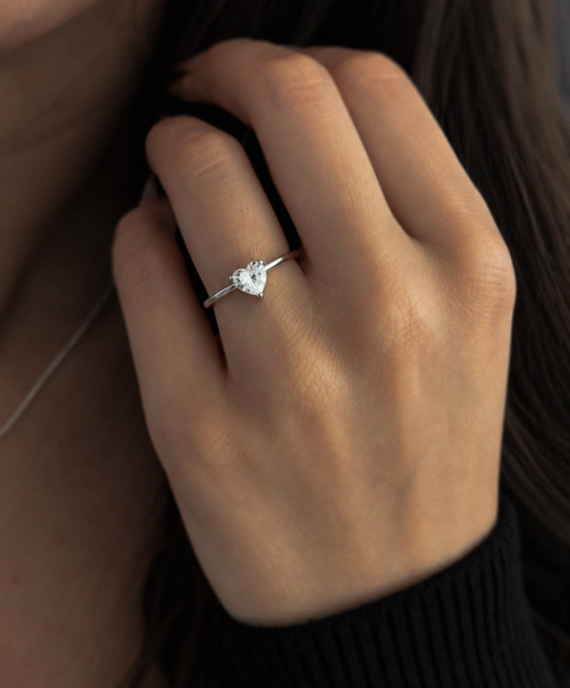 Sterling Silver Cubic Zirconia Solitaire Heart Ring