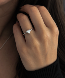 Sterling Silver Cubic Zirconia Solitaire Heart Ring