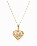 9ct Gold Caged Heart Pendant Necklace
