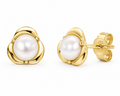 Petal Set Freshwater Pearl Stud Earrings in 9ct Gold