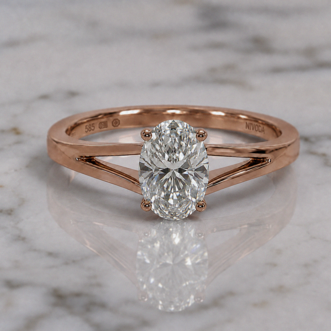 14ct Rose Gold 1.01ct Oval Diamond Solitaire Engagement Ring