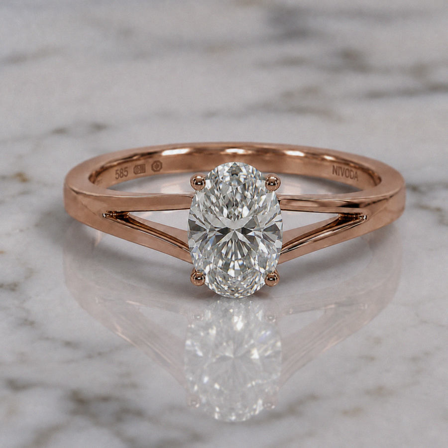 14ct Rose Gold 1.01ct Oval Diamond Solitaire Engagement Ring