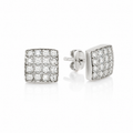 Silver Cubic Zirconia Square Stud Earrings