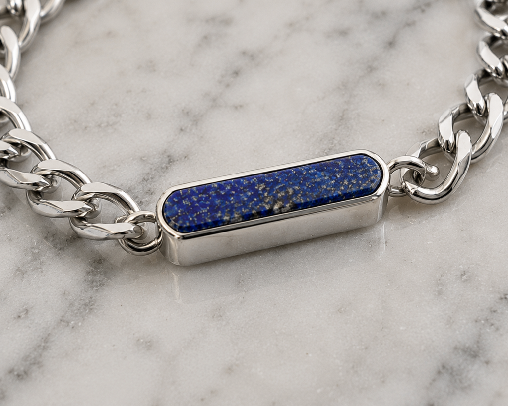Fred Bennett Stainless Steel Lapis Bar Bracelet