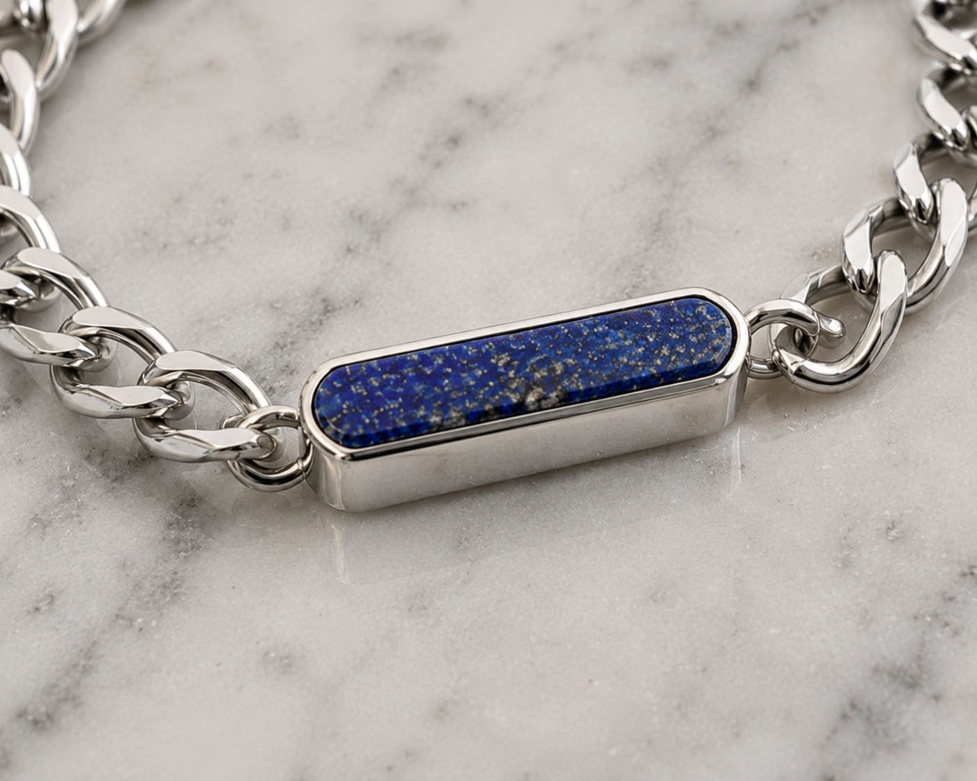Fred Bennett Stainless Steel Lapis Bar Bracelet