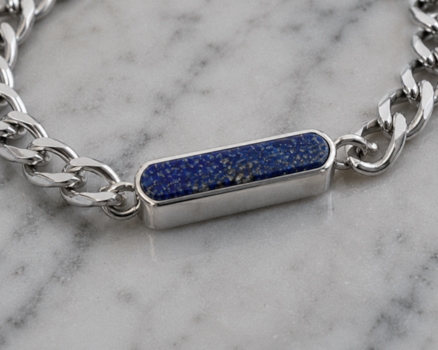 Fred Bennett Stainless Steel Lapis Bar Bracelet