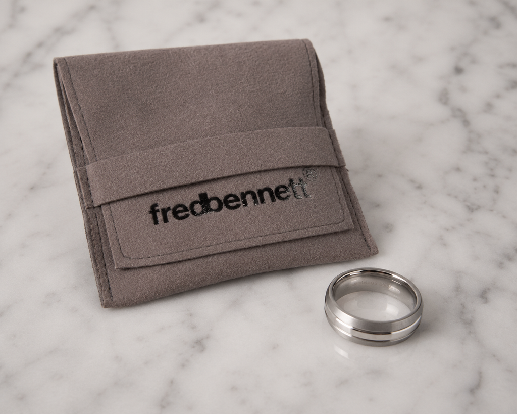 Fred Bennett Brushed & Polished Stainless Steel Band Ring