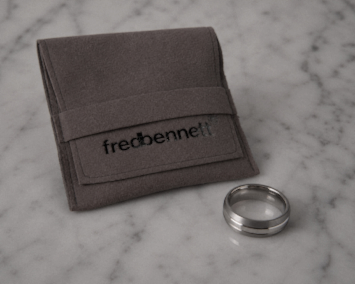 Fred Bennett Brushed & Polished Stainless Steel Band Ring